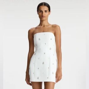 A.L.C. Elsie Strapless Embellished White Mini Dress Size 4